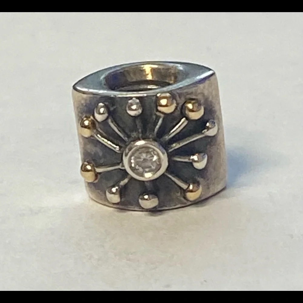 PANDORA DESERT STAR CHARM TWO TONE BEAD: SILVER WITH 14K GOLD #790188CZ - Picture 10 of 10
